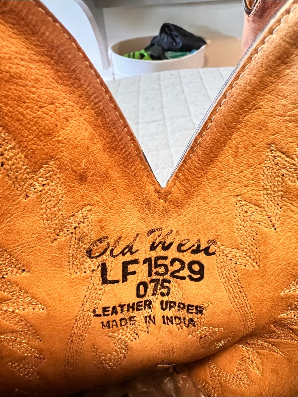 OLD WEST Sz 7.5 Canyon Tan Leather Snip Toe Western Cowgirl Boots Orig $179 - Picture 9 of 9